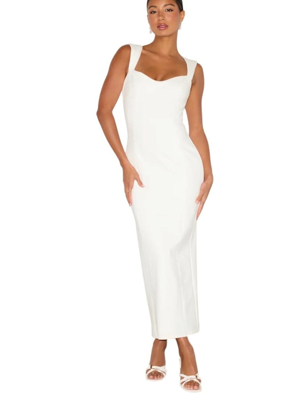 Lulus Samai White Cap Sleeve Bodycon Midi Dress Sz XS Bridal Wedding Shower